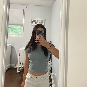 XS washed out blue baby tee